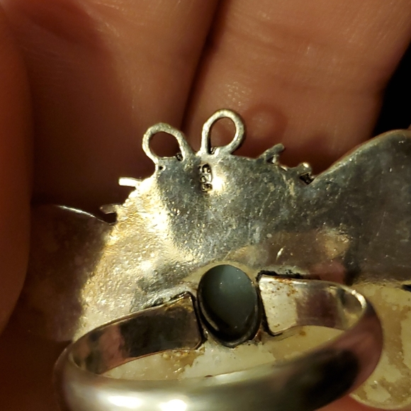 New Larimar, Garnet and Citrine 925 Silver Dragonfly Ring. - Picture 9 of 10